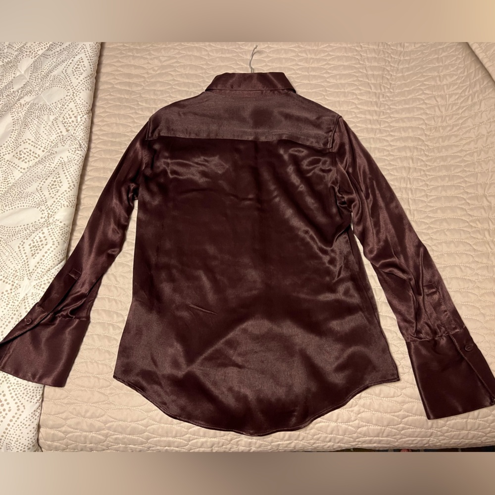 Zara Satin Burgundy Blouse - Picture 2 of 3